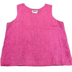 FLAX Rosy Pink/Red Tank Top Size Medium 100% Linen Langenlook Sleeveless Blouse